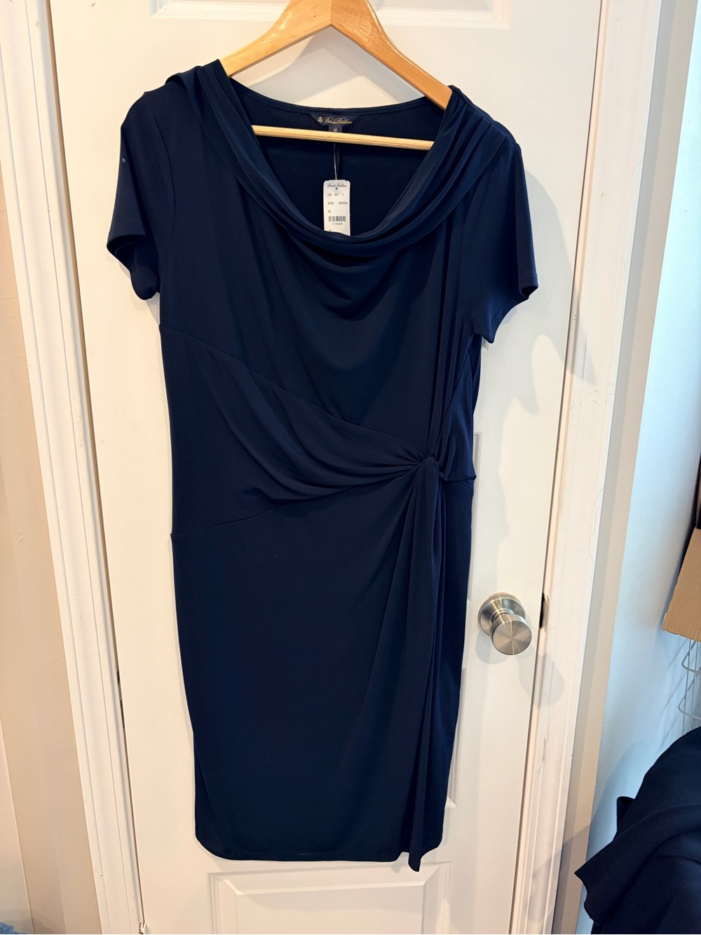 Brooks Brothers Navy Knot-Detail Midi Dress
